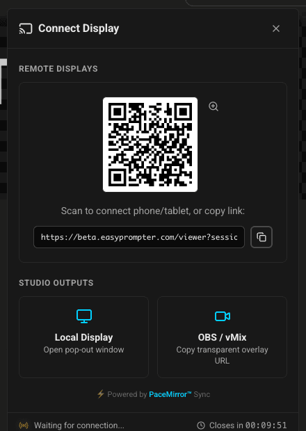 Connect Display panel