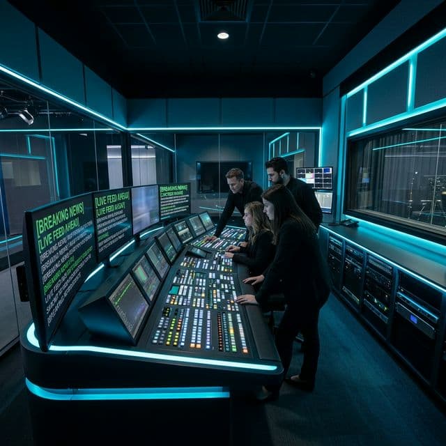 Studio production team using EasyPrompter