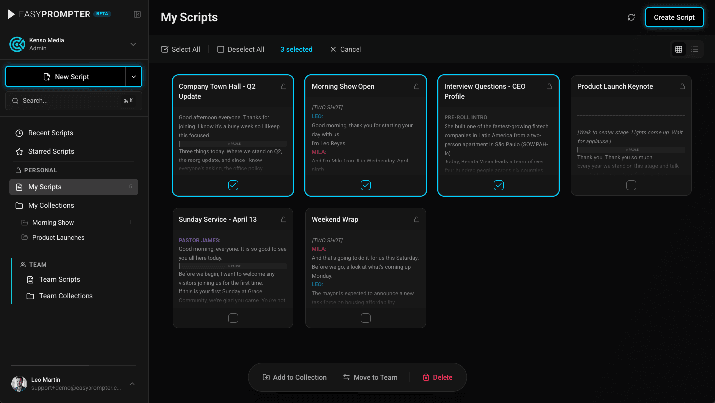 Multi-Script Selection