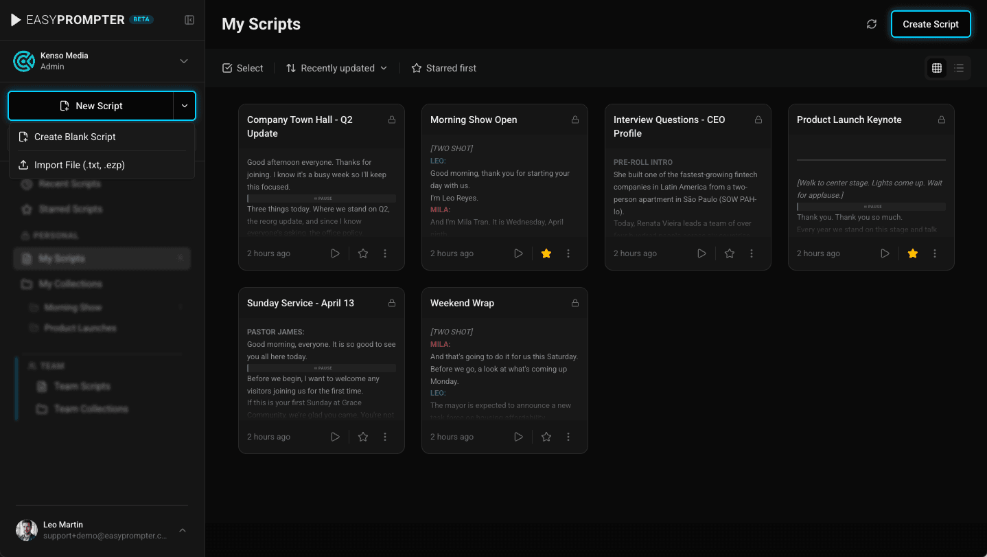 Script Import & Export