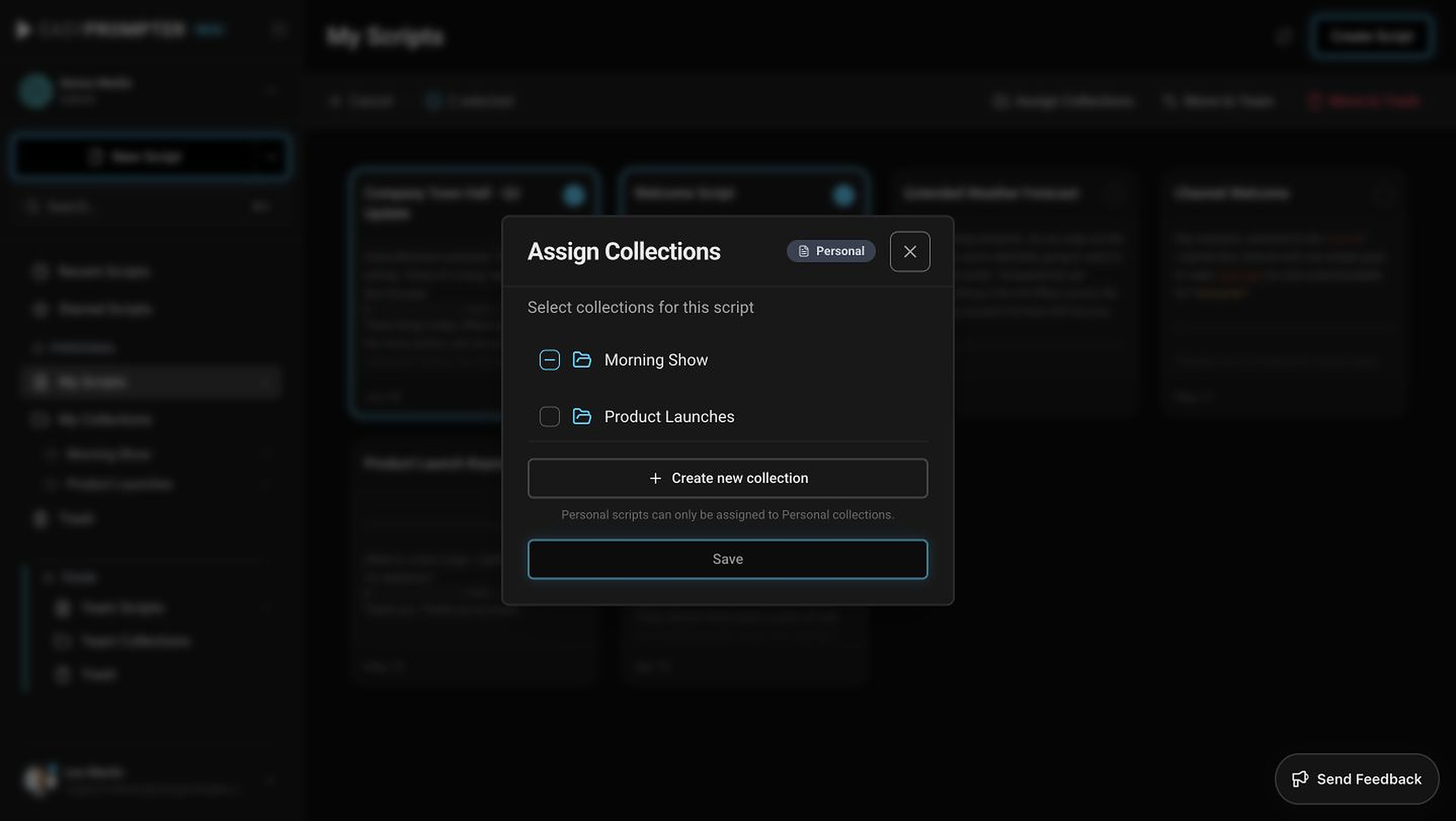 Assign Collections dialog