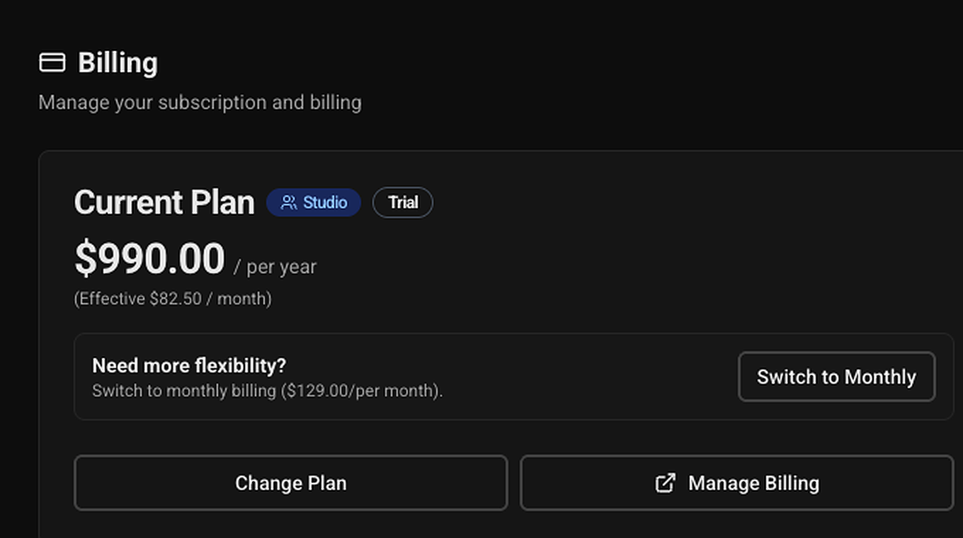 Current plan card