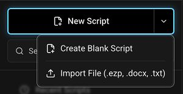 New Script split button
